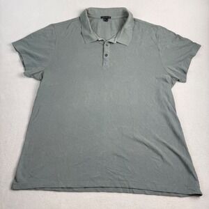 Theory Mens XL Sage Green Pique Knit Short Sleeve Polo Shirt Made in Peru